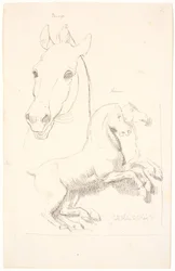 Studies After Antique Sculptures. At the Top a Horse