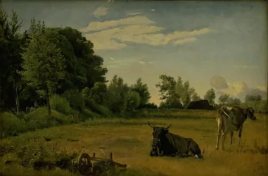 Two Cows in a Field near Vognserup Manor, Zealand