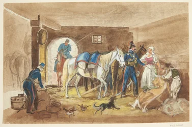 Cavalrymen in a Stable