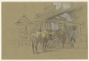 Oxen and a Horse at the Blacksmith