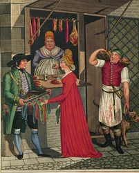 Butcher Shop and Butcher Boy with Dog
