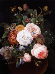 Still Life of Flowers in a Pot (including roses, primroses, and daisies)