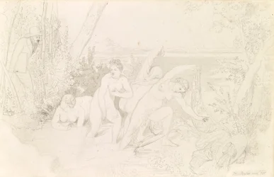 Painter Surprised Four Bathers