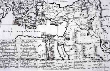 Map of Locations Cited in the First Book of Entwurf einer historischen Architektur
