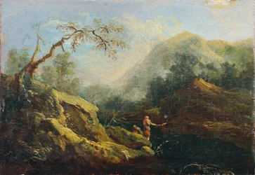 Mountainous Landscape with Angler