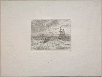 Rough Seas with a Two-master and Sailboat