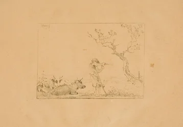 Herdsman Sharpening a Scythe, with Cattle