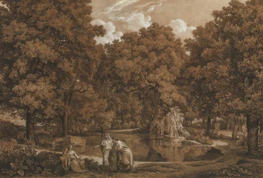 Arcadian Landscape with Three Figures at a Lake