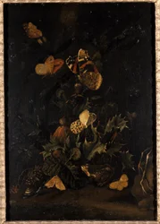 Flowers with Butterflies and Toad