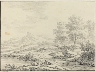 Two Men Resting near a Lake