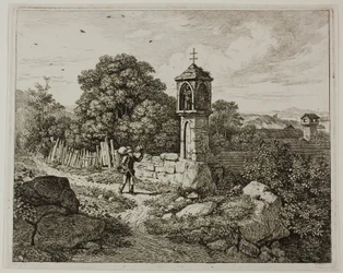 Farmer Greeting a Roadside Shrine of the Madonna, plate one from 
