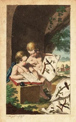 Two Young Ornithologists Studying Bird Prints
