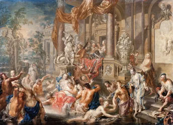 Fountain Scene in Front of a Palace