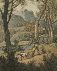 Hunter with Two Dogs