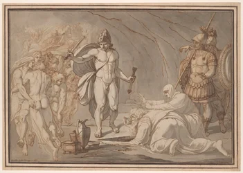 Odysseus, at the Doors of Hades, Meets the Shades of Tiresias and Anticlea