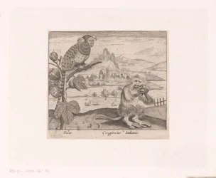 Series of Prints with Flowers and Animals in a Landscape (Landscape with Fig Tree and Monkey) (Landscapes with Animals, Plants, and Flowers series)