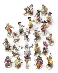 Meissen twenty-one piece monkey band