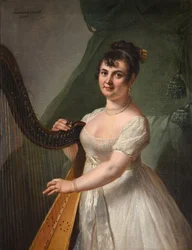 Portrait of Anne Rose Debas, Mme Delaroche, Playing the Harp