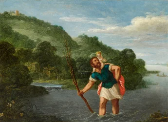 Saint Christopher Carrying the Christ Child in a Landscape
