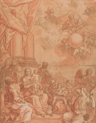 The Virgin and Child with Saints and Angels, and God the Father in the Sky