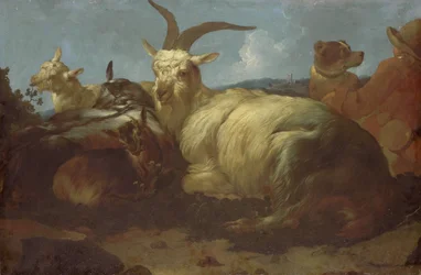 A Goatherd Watching His Animals
