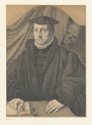 Portrait of an Unknown Man with Skeleton Behind Him (series title: Works from the Collection of the Boisserée Brothers)