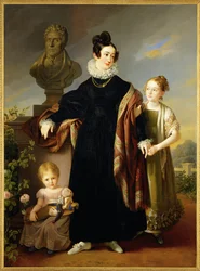 Freifrau Josefine Dietrich-Landsee, Recently Widowed, with Her Two Daughters Josephine and Anna