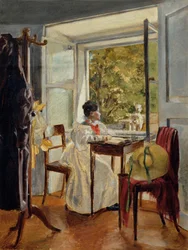 Marie Krafft at the Desk