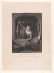 Woman with a Basket of Fruits in Hand by the Window