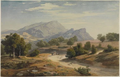 View from the East of Rocca Canterano and the Mamelle in the Background