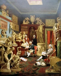 Charles Townley in his sculpture gallery, Park Street, London, 1782, painting by Johann Zoffany (1733-1810)