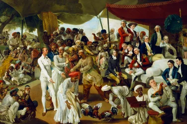 Colonel Mordaunt Watching a Cock Fight at Lucknow, India