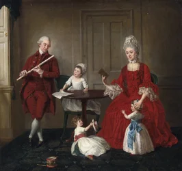 Rococo: Portrait of Mr. And Mrs. James Blew And Their Three Children In An Elegant Interior