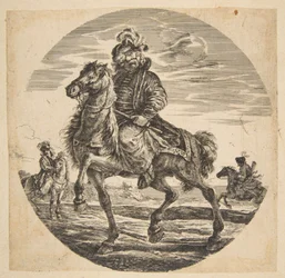 Hungarian Horseman Riding Towards the Left, Other Horsemen in the Background