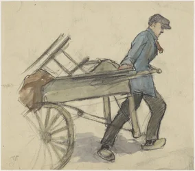 Man Pulling a Handcart