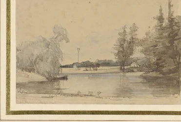 View Over the Pond of the House at Leede (?)