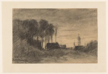 Group of Houses and Trees near Hooghalen, Evening Mood