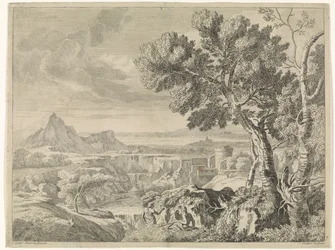 Landscape with Ravine and Waterfall