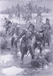 A Feat of Horsemanship. Russian Cavalry Crossing a River
