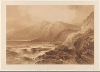 View of a High Rocky Coast, with a Fortress on One of the Mountain Tops