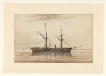Sailing Ship Anchored in Calm Water