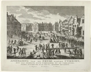 Patriots Leaving the Neude in Utrecht, 1787 (Image of the Neude in Utrecht as it appeared during the departure, night between September 15 and 16, 1787)