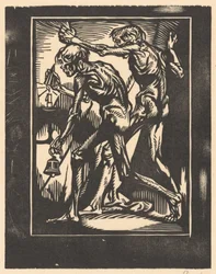 Two Naked Male Figures with Bell and Candle Snuffer