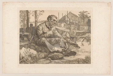 Resting Man by a Farm