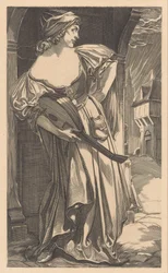 Woman with Lute on the Street