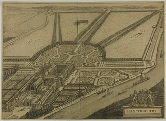 Hampton Court, plate six from Britannia Illustrata