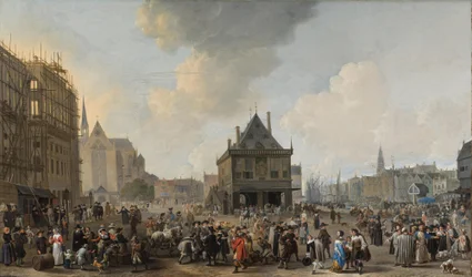 Dam Square, Viewed from the North, with the Town Hall under Construction