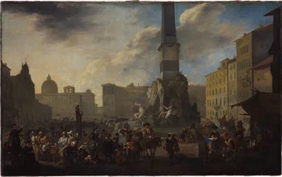 Roman Market Scene in the Piazza Navona