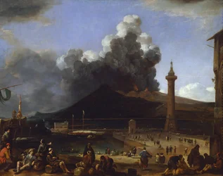 The Port of Naples with Vesuvius Erupting