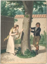 Young Man and Girl Playing Hide and Seek